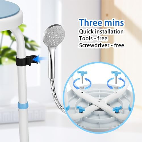 Blue foldable rotating shower stool — photo 5