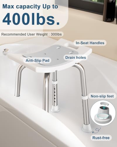 Adjustable height 400 lb shower stool — photo 3