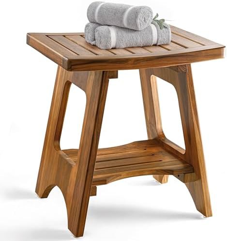 Teak corner bench with 450lb capacity
