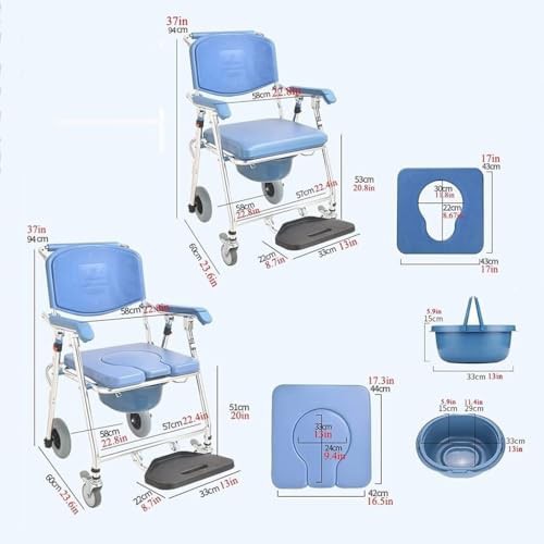 Foldable rolling shower and toilet chair — photo 3