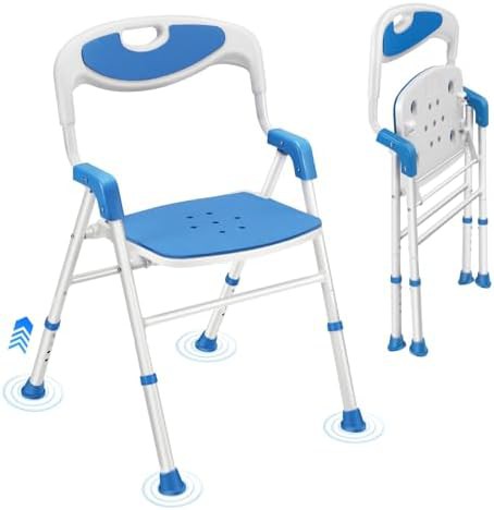 Portable folding aluminum bath chair for seniors