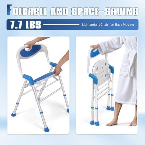 Portable folding aluminum bath chair for seniors — photo 3
