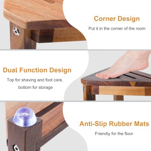 Acacia wood shaving foot rest stool — photo 4