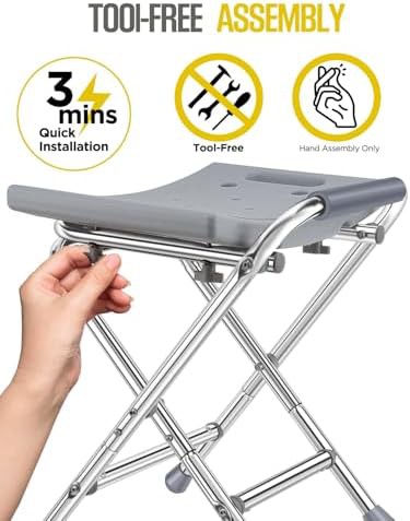 Folding stainless steel shower chair 400lb — photo 4