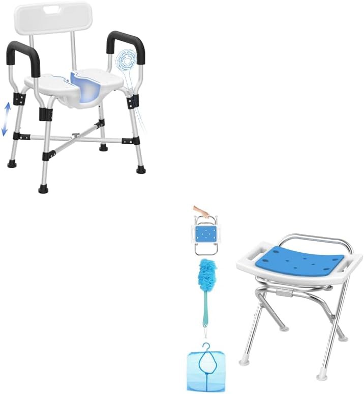 U-shaped shower chair with padded armrests