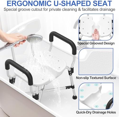 U-shaped shower chair with padded armrests — photo 3