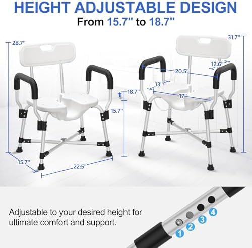 U-shaped shower chair with padded armrests — photo 4