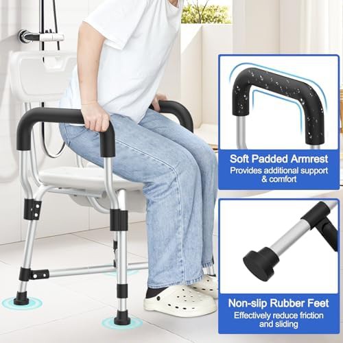 U-shaped shower chair with padded armrests — photo 5