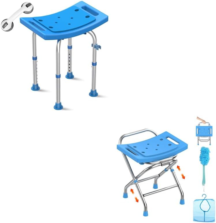 Blue heavy duty stool with grab bar