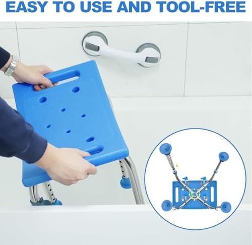 Blue heavy duty stool with grab bar — photo 4