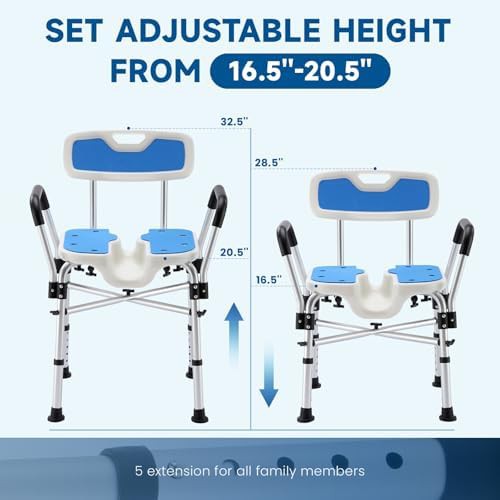U-shaped shower chair with backrest and arms — photo 4