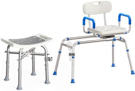 Sliding aluminum transfer bench in gray