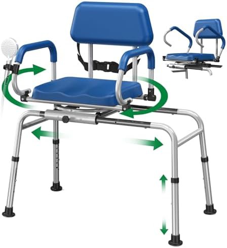 Large blue sliding transfer bench