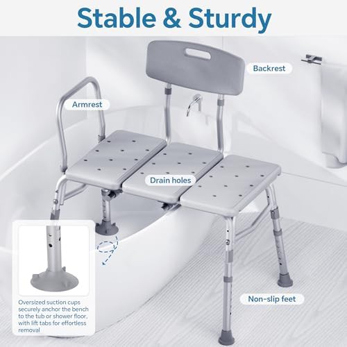 Adjustable tub transfer bench with backrest — photo 3