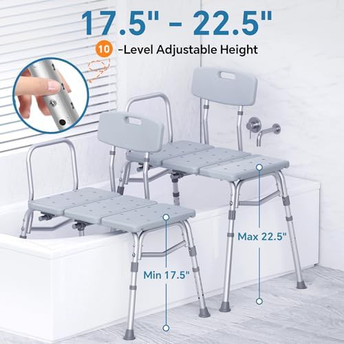 Adjustable tub transfer bench with backrest — photo 5