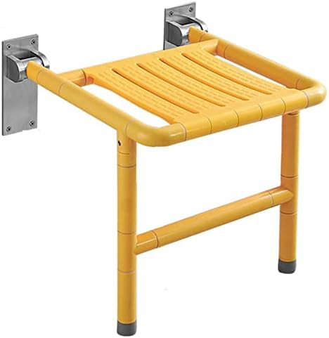 Yellow wood and stainless shower seat