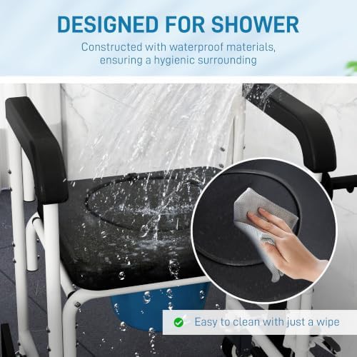 Black wheeled shower chair with backrest — photo 4