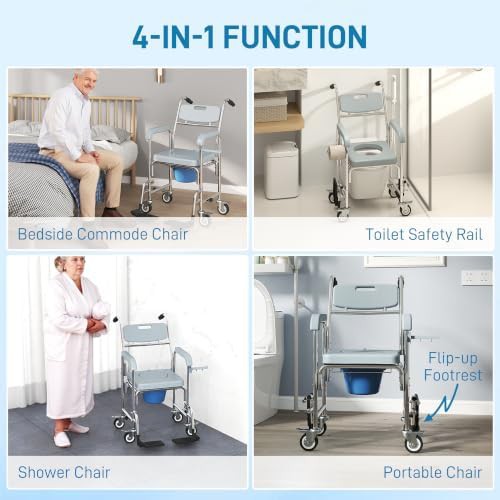 Gray wheeled shower chair for seniors — photo 3