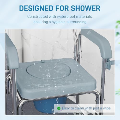 Gray wheeled shower chair for seniors — photo 4