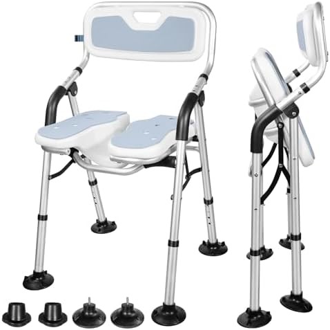 Foldable U-shape shower chair with padded arms