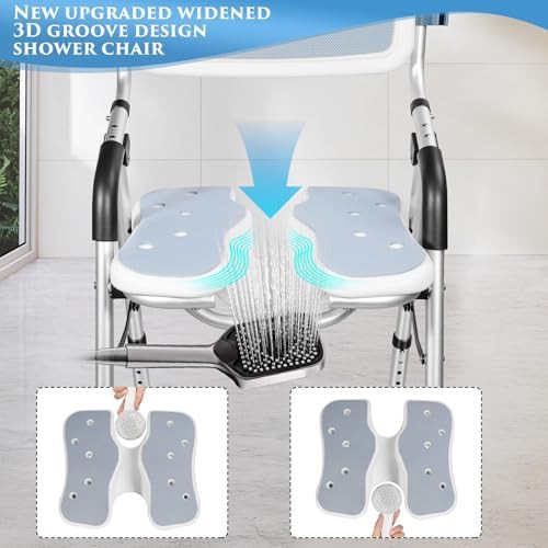 Foldable U-shape shower chair with padded arms — photo 3