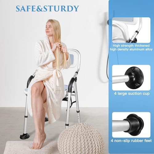 Foldable U-shape shower chair with padded arms — photo 4