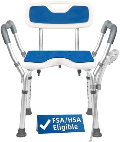Extra wide shower chair with M-shaped arms