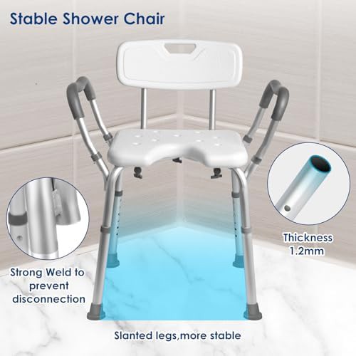 Extra wide shower chair with M-shaped arms — photo 4