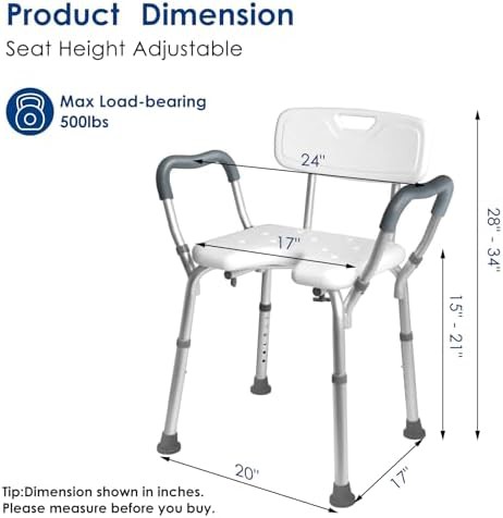 Extra wide shower chair with M-shaped arms — photo 5