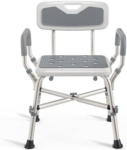 Grey heavy duty chair with padded arms