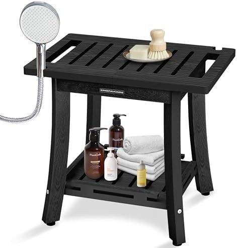 Black waterproof poly lumber shower bench