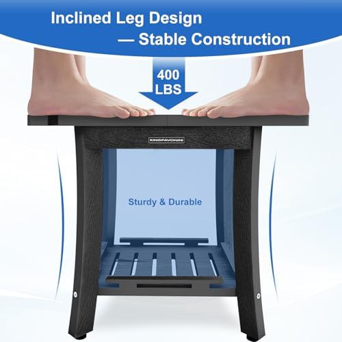 Black waterproof poly lumber shower bench — photo 3