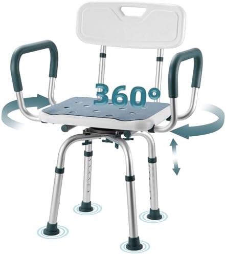 Swivel shower chair with adjustable height