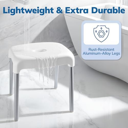 Fixed height aluminum shower stool — photo 3