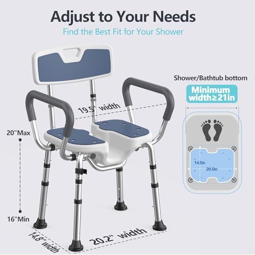 Heavy duty U-shape shower chair with arms — photo 3