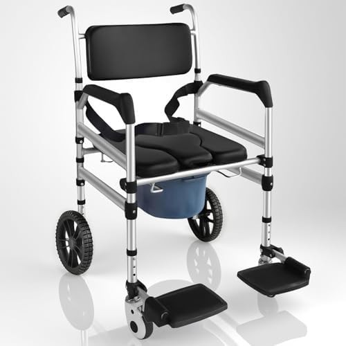 Rolling shower chair with 10 inch wheels