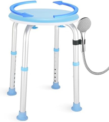 Blue adjustable swivel bath seat