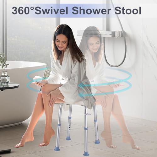 Light blue swivel shower stool 300 lbs — photo 3