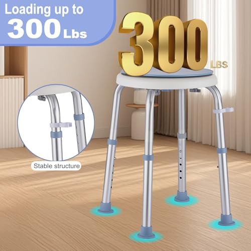 Light blue swivel shower stool 300 lbs — photo 4