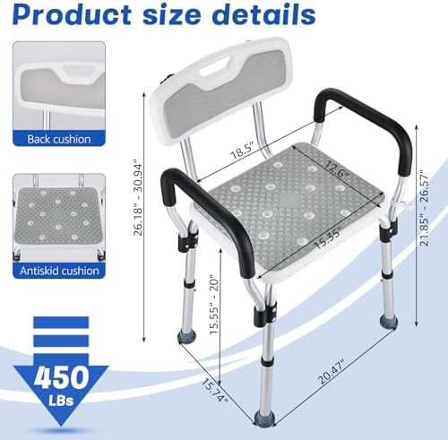 Adjustable shower chair for elderly users — photo 4