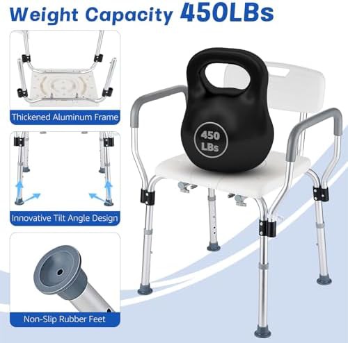 Non slip heavy duty shower chair 450 lbs — photo 4