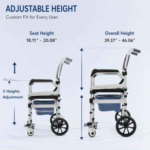 Foldable shower chair with wheels — photo 3