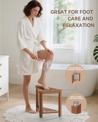 Teak Color Corner Shower Foot Rest 15 in — photo 3
