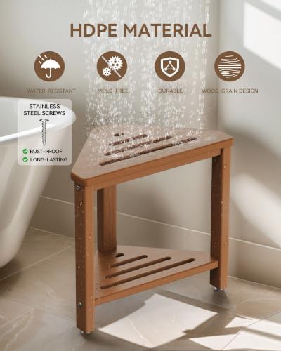 Teak Color Corner Shower Foot Rest 15 in — photo 4