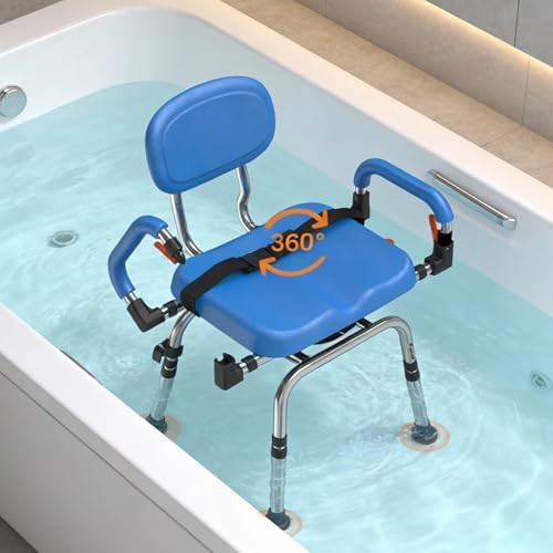 Swivel shower chair with padded arms