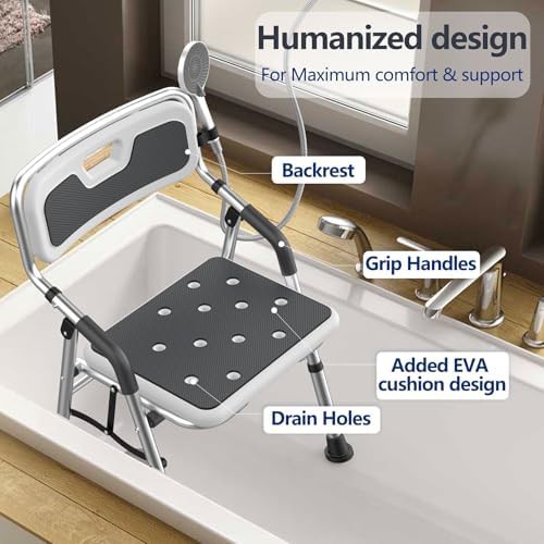 Foldable Aluminum Shower Chair for Seniors — photo 4