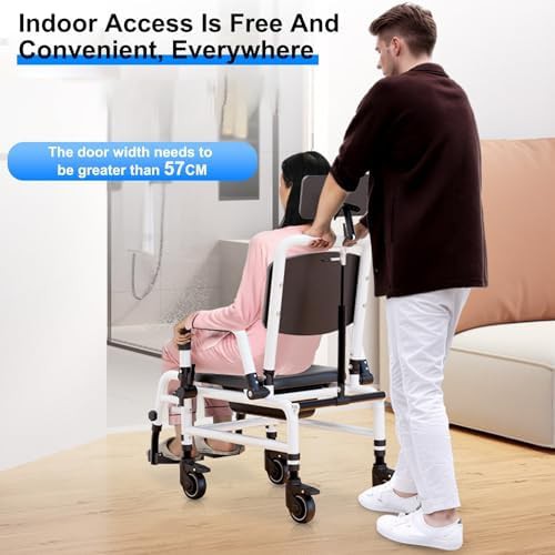 Reclining shower commode wheelchair with headrest — photo 4