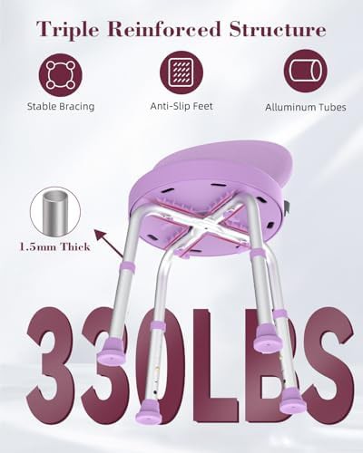 Swivel shower seat with backrest and aluminum frame — photo 3