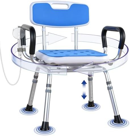 Blue padded swivel chair for bathtub