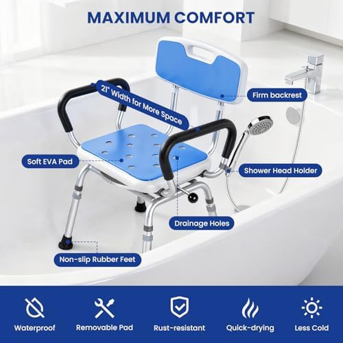 Blue padded swivel chair for bathtub — photo 5